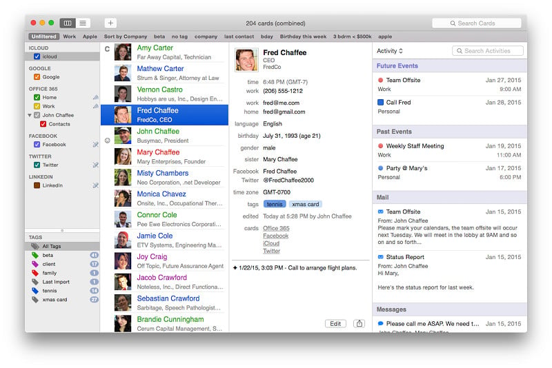 busycontacts size of notes